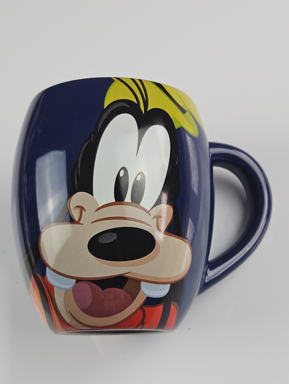 Disney Parks Goofy Garwsh Barrel Mug Authentic Original Blue Ceramic Coffee Cup
